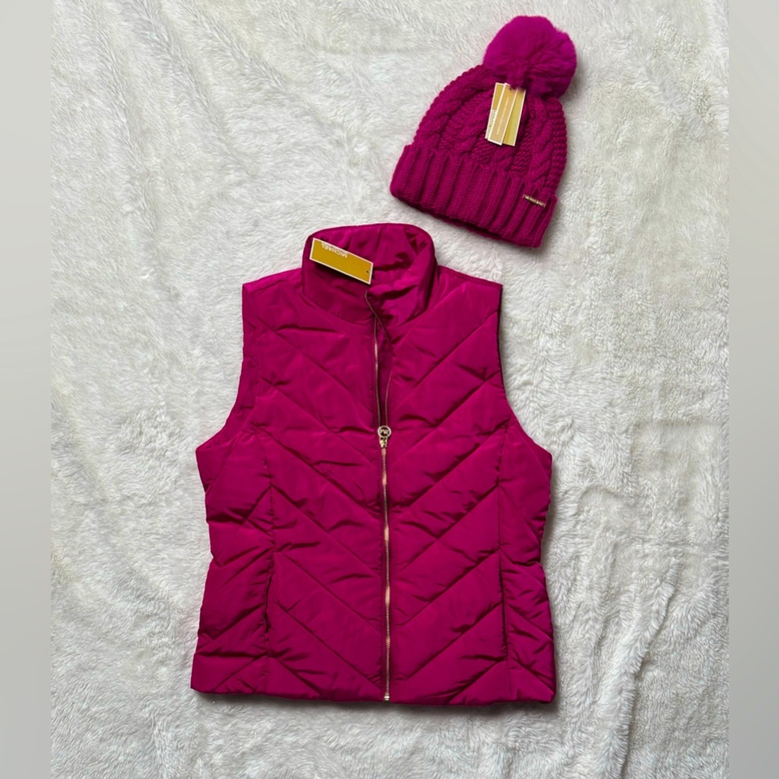 Nwt - Michael Kors Bundle - Vest And Beanie Hat - Various Sizes